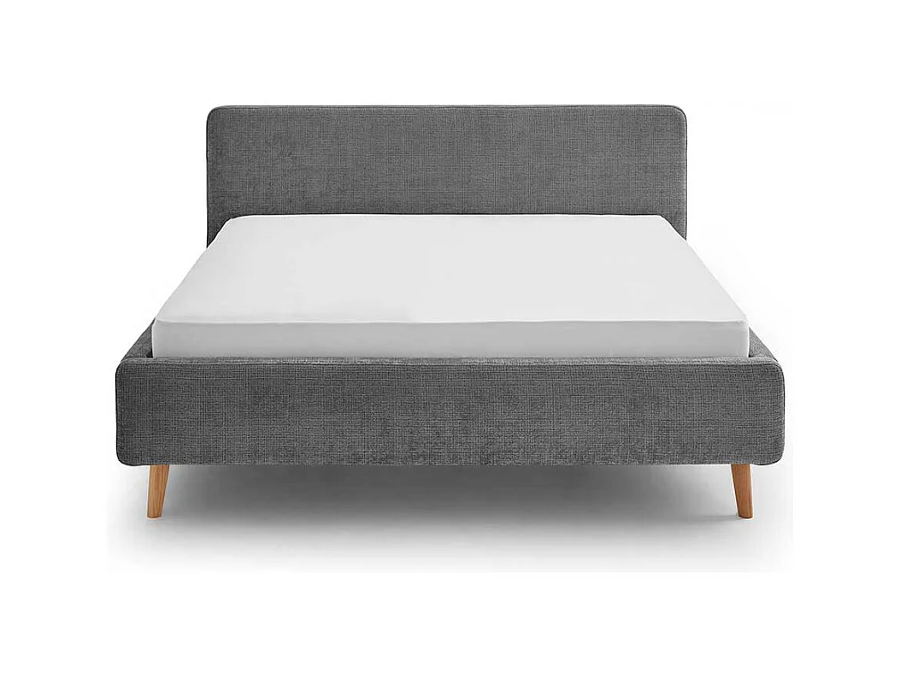 Polsterbettgestell Anthrazit aus Boucle Stoff Vierfußgestell aus Holz
