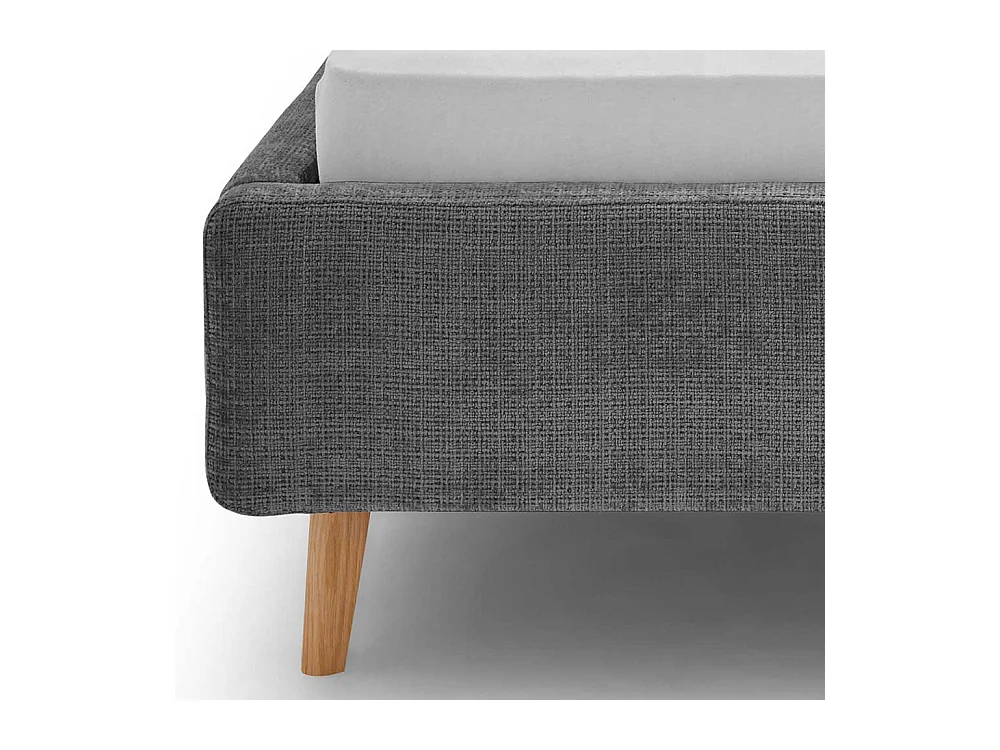 Polsterbettgestell Anthrazit aus Boucle Stoff Vierfußgestell aus Holz