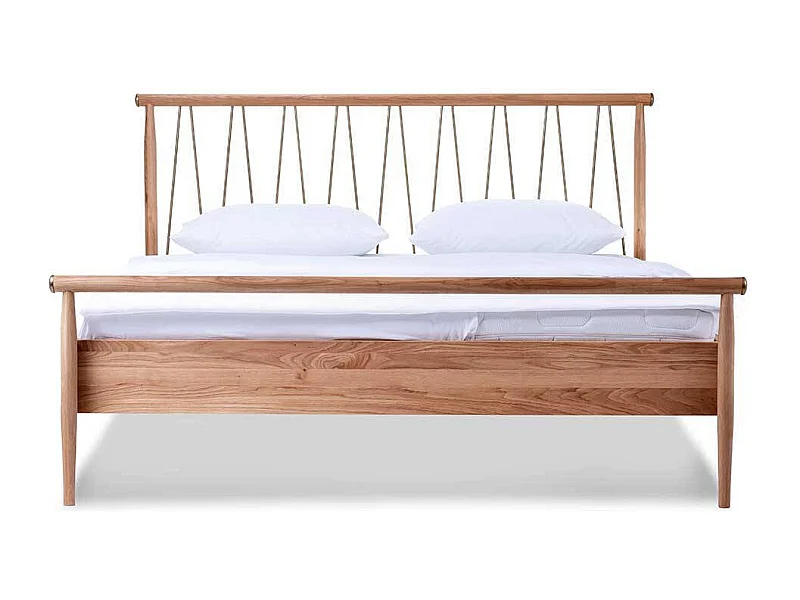 Massives Holzbett in Wildeiche Honigfarben Goldfarben