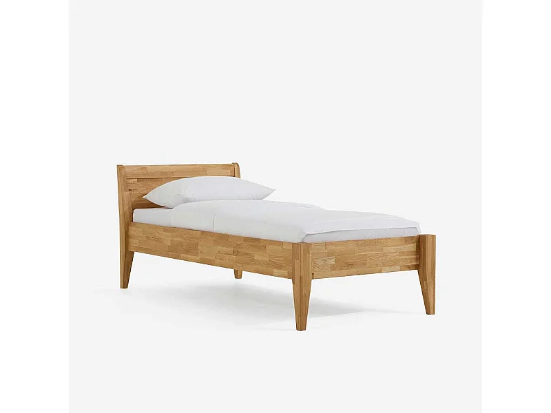 Singlebett aus Wildeiche Massivholz Komforthöhe