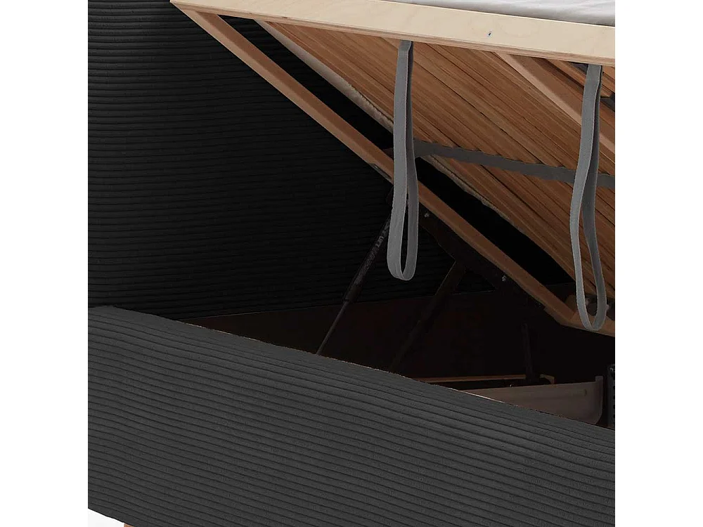 Cord Polsterbett in Anthrazit Eichefarben