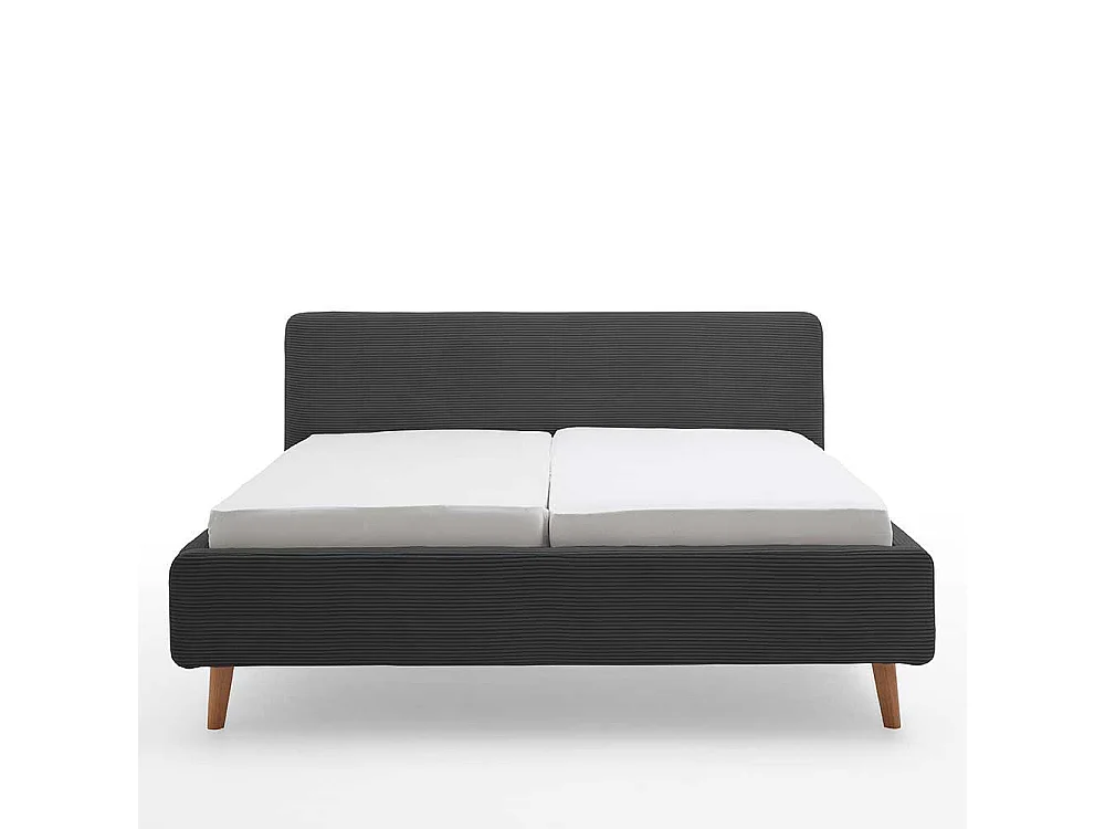 Cord Polsterbett in Anthrazit Eichefarben