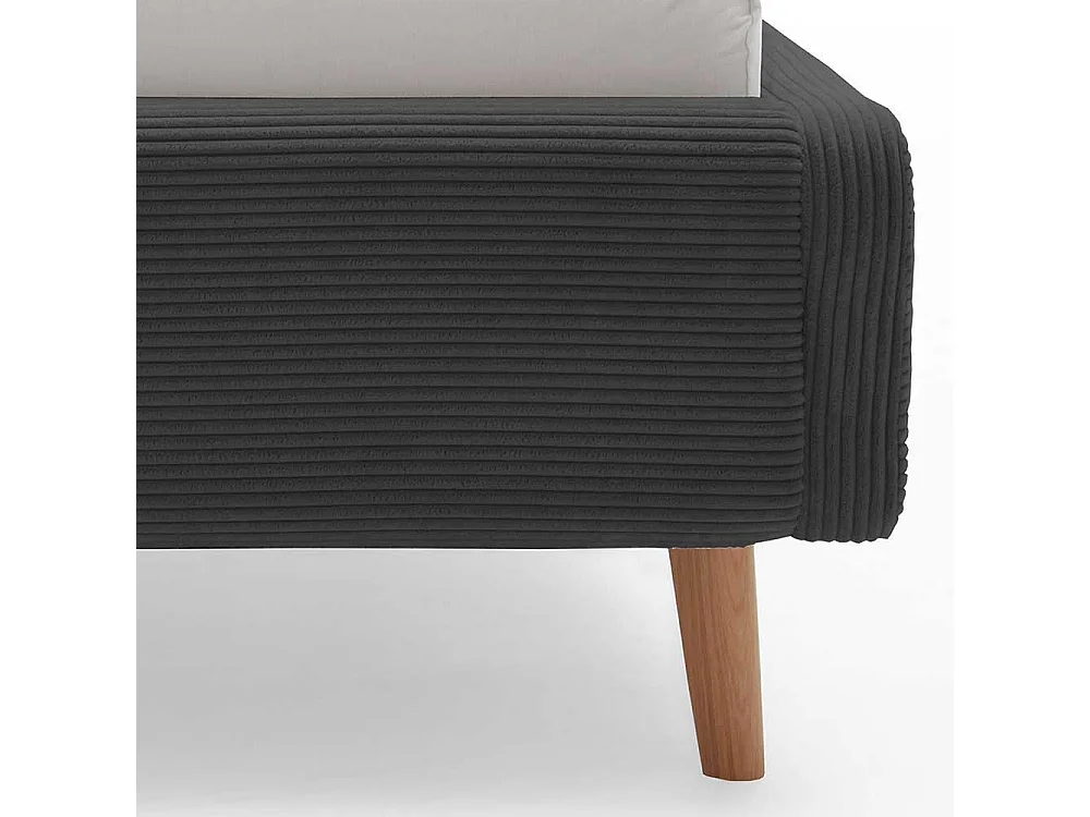 Cord Polsterbett in Anthrazit Eichefarben