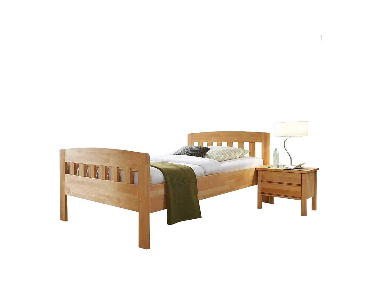 Komfortbett aus Kernbuche Massivholz mit Nachttisch (zweiteilig)