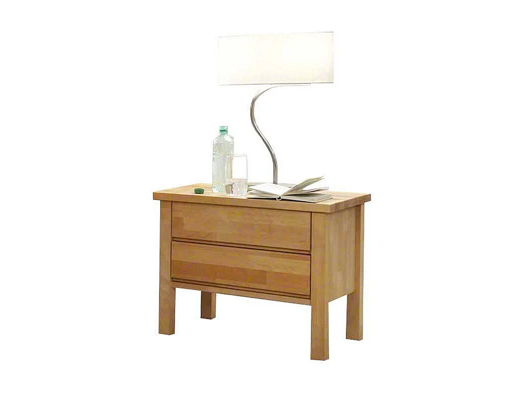 Komfortbett aus Kernbuche Massivholz mit Nachttisch (zweiteilig)