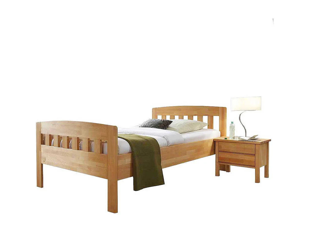 Komfortbett aus Kernbuche Massivholz mit Nachttisch (zweiteilig)
