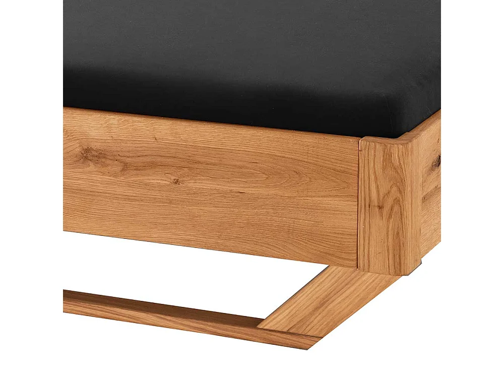 Wildeiche Massivholz Bett 43 cm Einstiegshöhe Holz Kufen