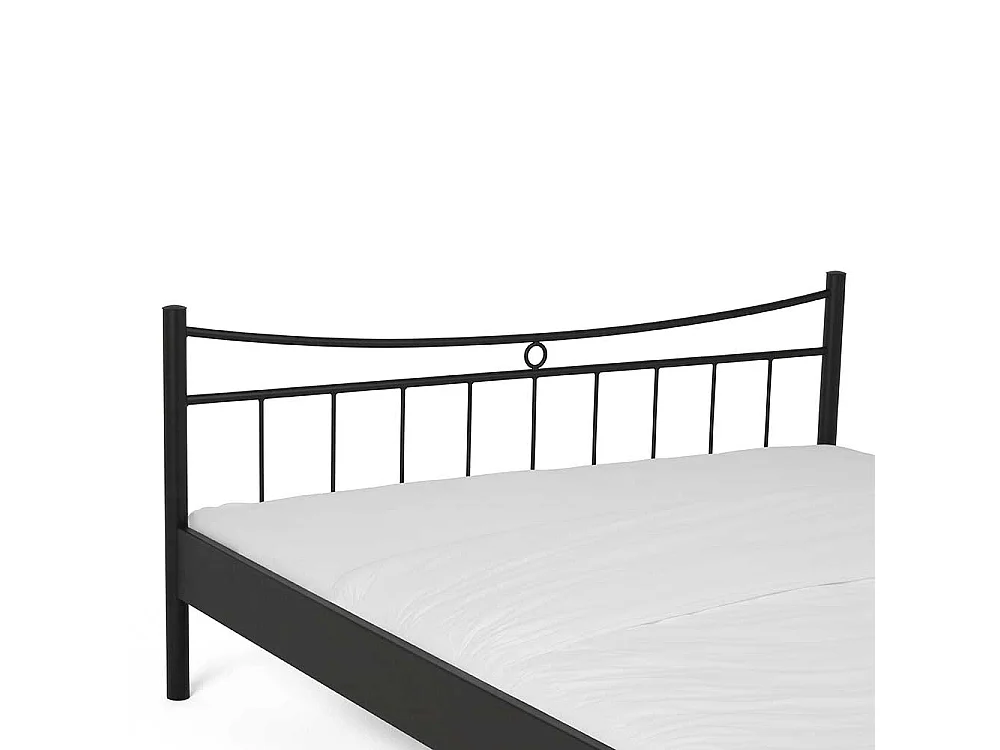 Bett aus Eisen Schwarz mit Nachttisch (zweiteilig)