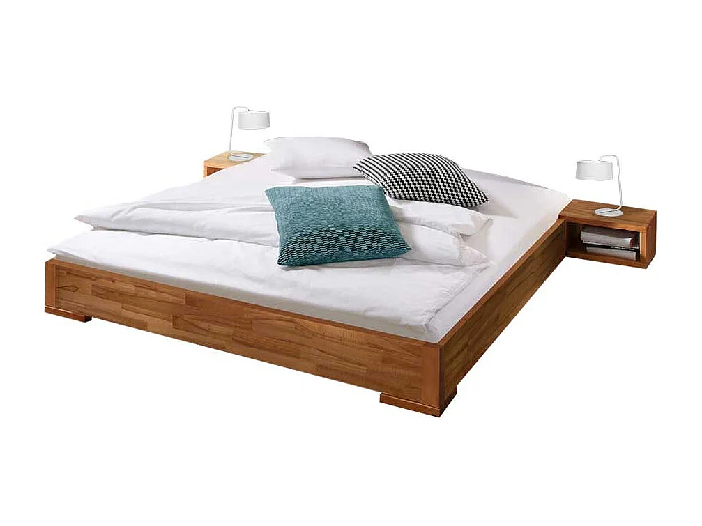Bett aus Kernbuche Massivholz Nachttisch
