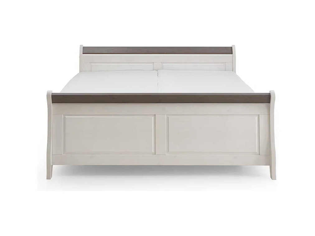 Holzbett in Weiß Grau Landhaus