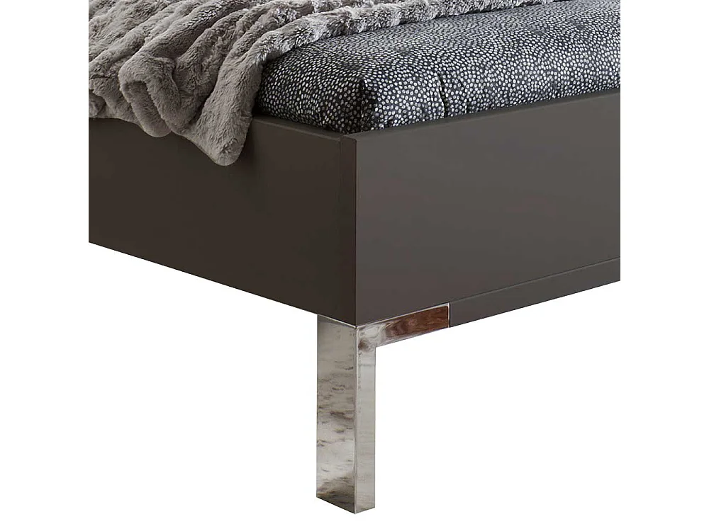 Bettgestell in Hellgrau und Braun LED Beleuchtung