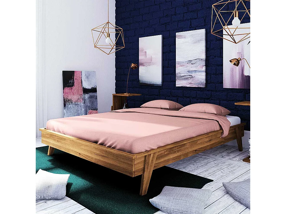 Vollholzbett aus Wildeiche Massivholz Kopfteil