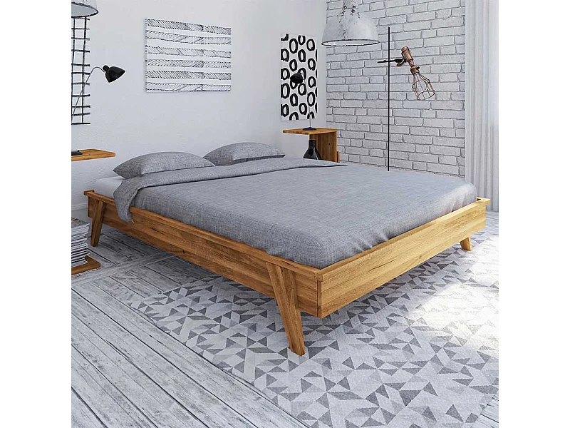 Vollholzbett aus Wildeiche Massivholz Kopfteil