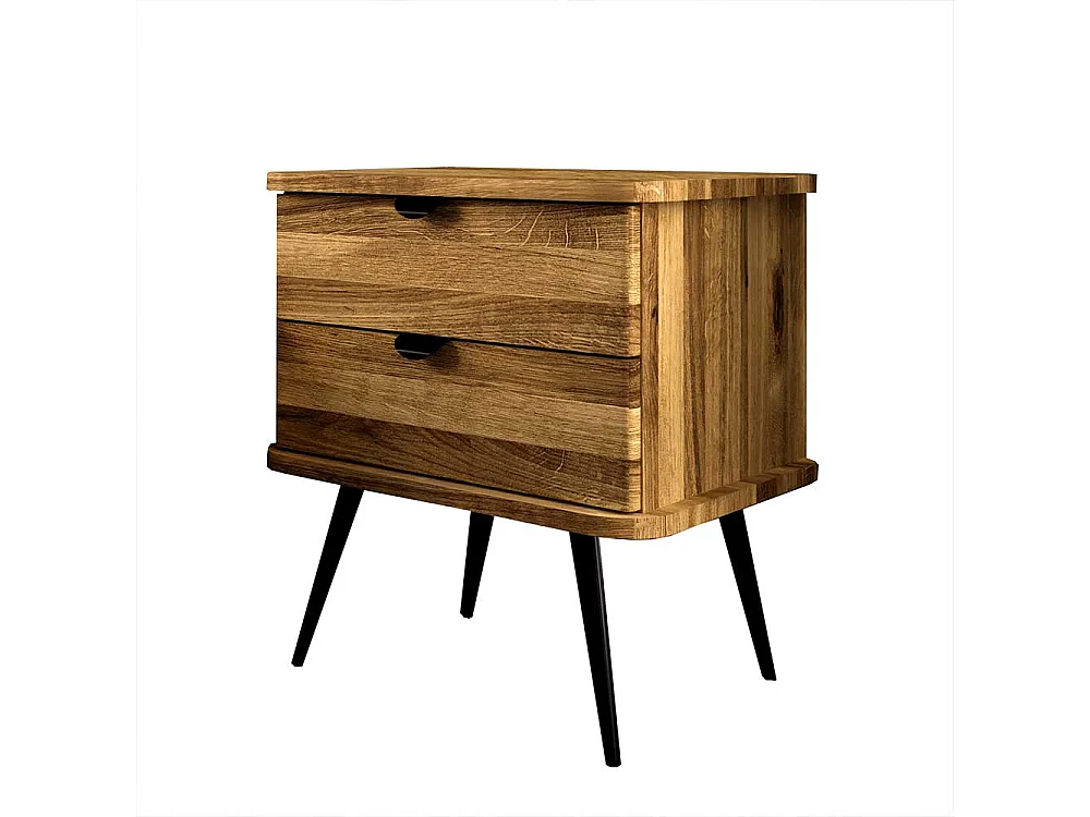 Bett Wildeiche mit Polsterkopfteil in modernem Design 41 cm Einstiegshöhe