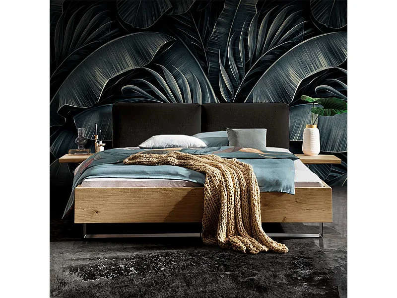 Luxus Doppelbett aus Wildeiche Massivholz Industry und Loft Stil (dreiteilig)