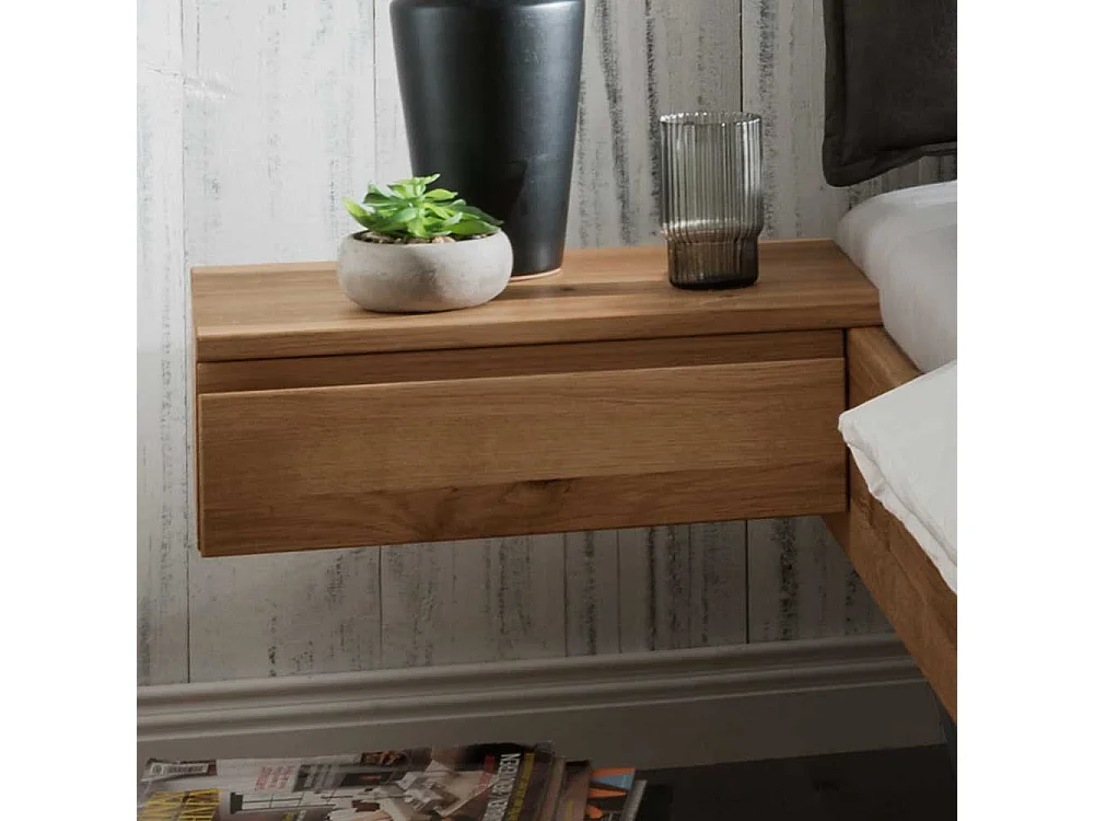 Kufenbett in Wildeichefarben und Anthrazit zwei Nachtkommoden (dreiteilig)