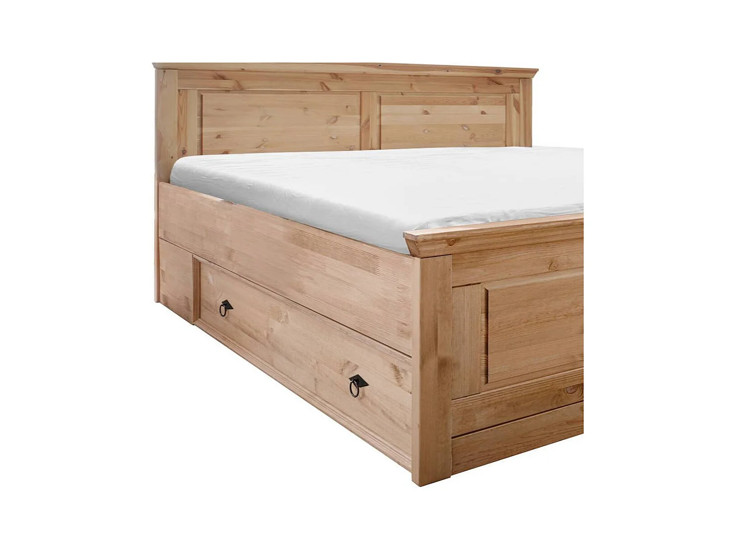 Kiefernholz Bett in Eichefarben gebeizt und geölt Nachtkommoden (dreiteilig)