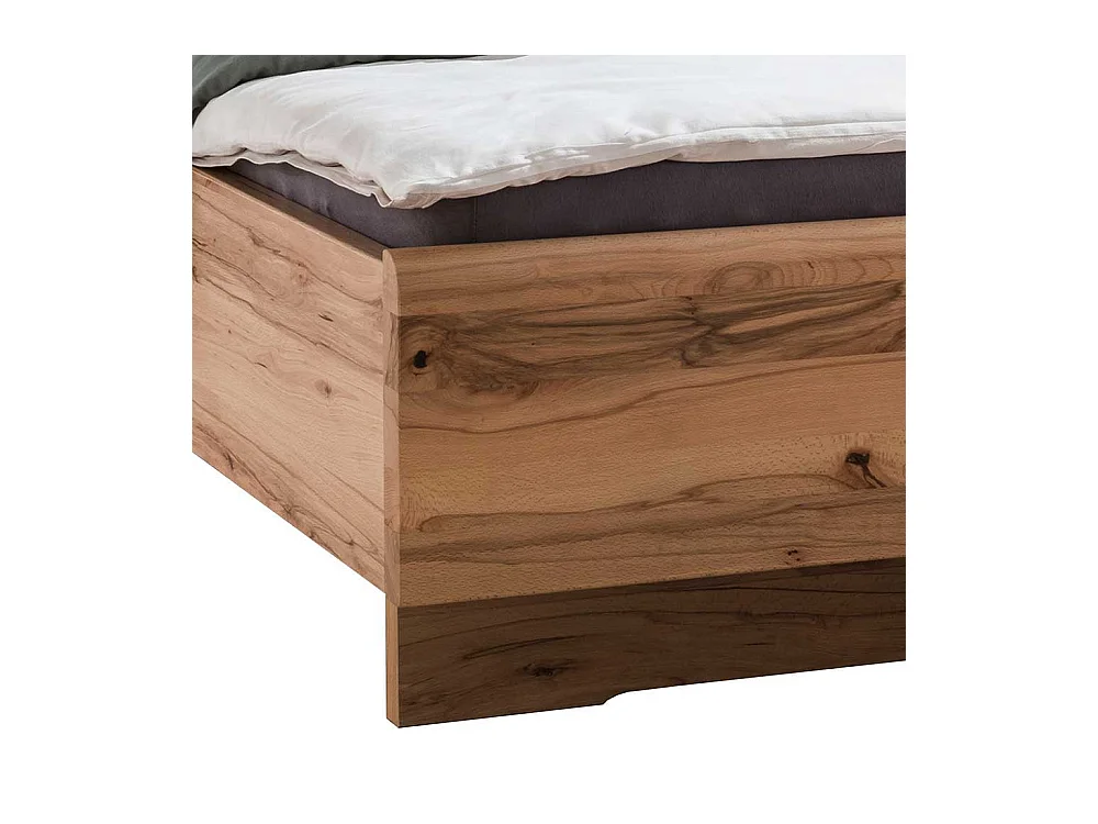 Doppelbett aus Kernbuche teilmassiv und Kunstleder Made in Germany (dreiteilig)