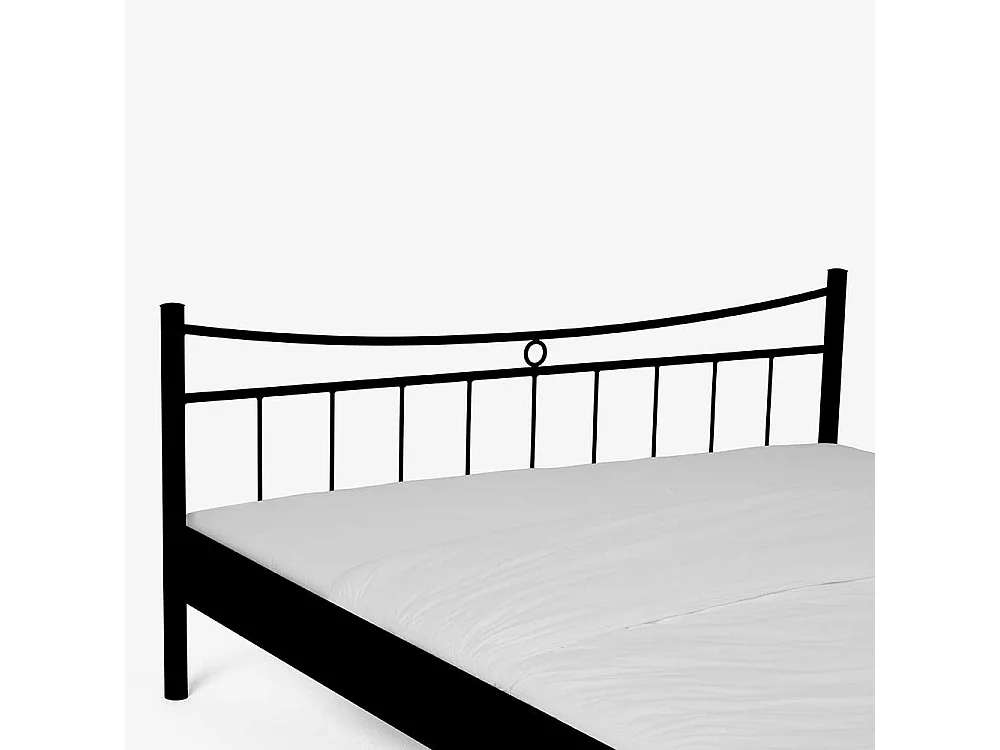 Metall Doppelbett mit Nahchttischen Eisen Schwarz (dreiteilig)