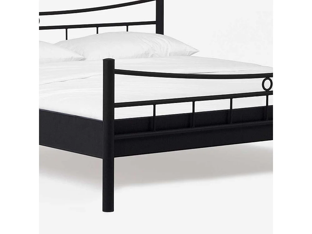 Metall Doppelbett mit Nahchttischen Eisen Schwarz (dreiteilig)