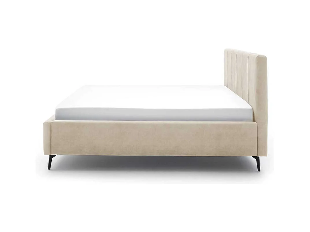 Komfortbett Stoff Beige aus Velours Vierfußgestell aus Metall
