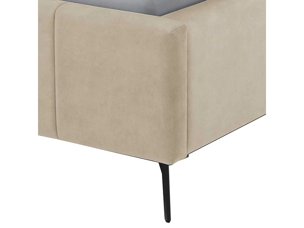 Komfortbett Stoff Beige aus Velours Vierfußgestell aus Metall