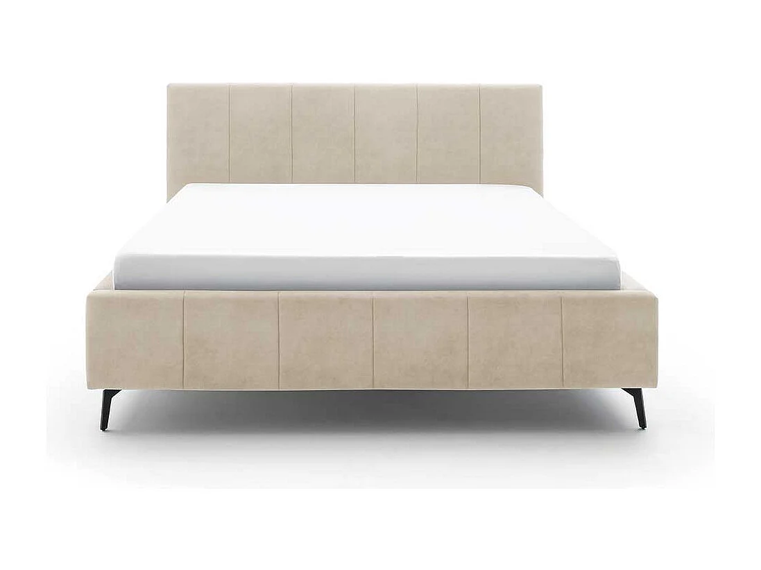 Komfortbett Stoff Beige aus Velours Vierfußgestell aus Metall