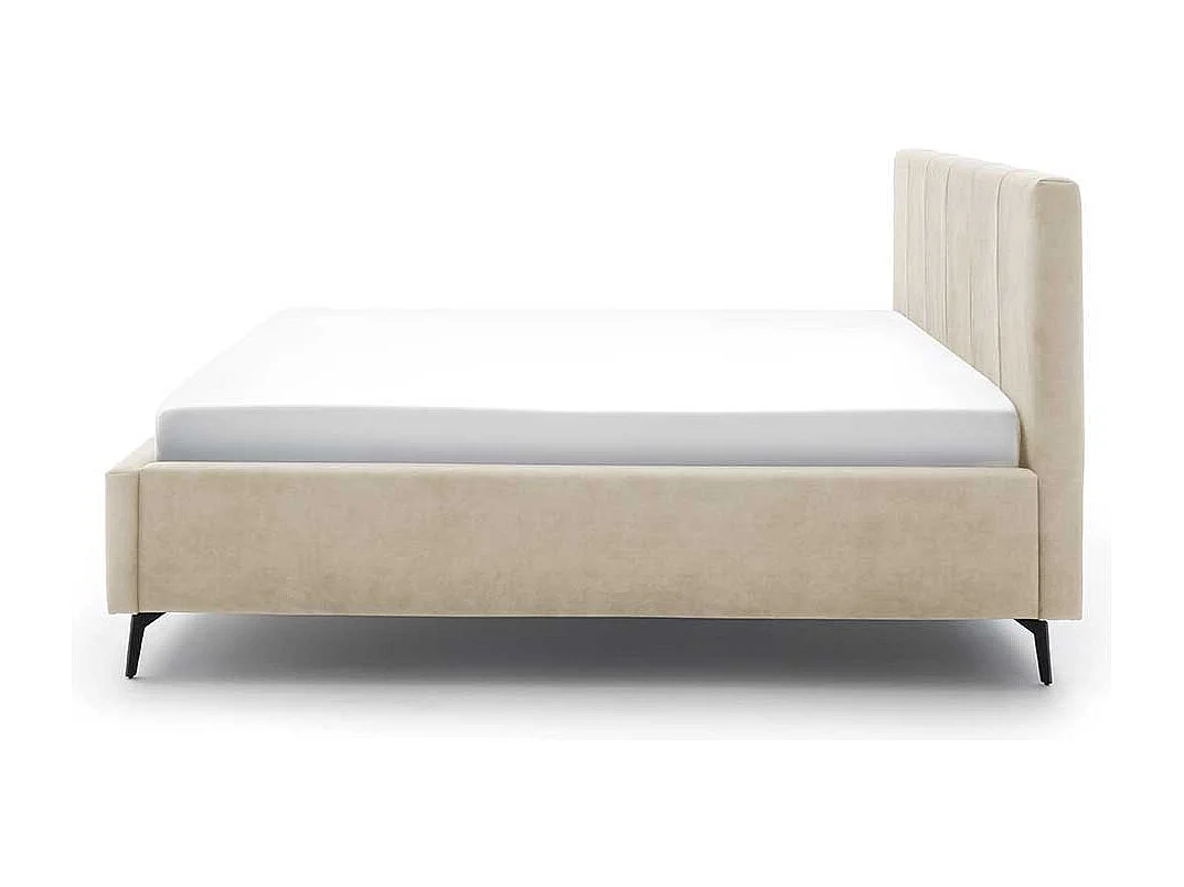 Komfortbett Stoff Beige aus Velours Vierfußgestell aus Metall