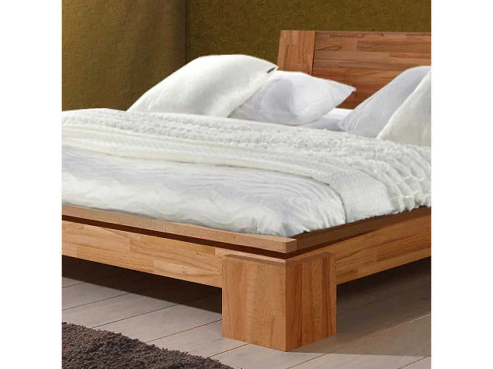 Futonbett aus Kernbuche Massivholz mit Kopfteil