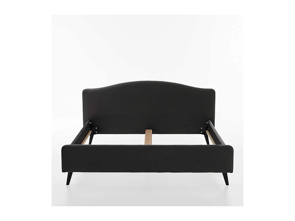 Gepolstertes Bett in Anthrazit Velours Vierfußgestell aus Holz