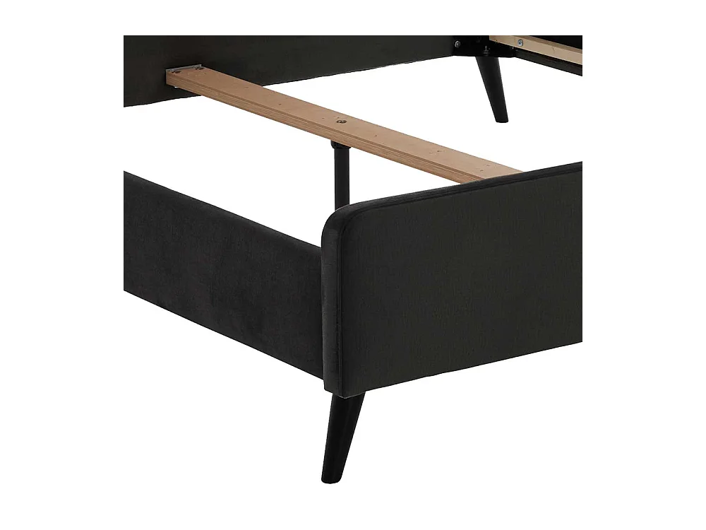 Gepolstertes Bett in Anthrazit Velours Vierfußgestell aus Holz