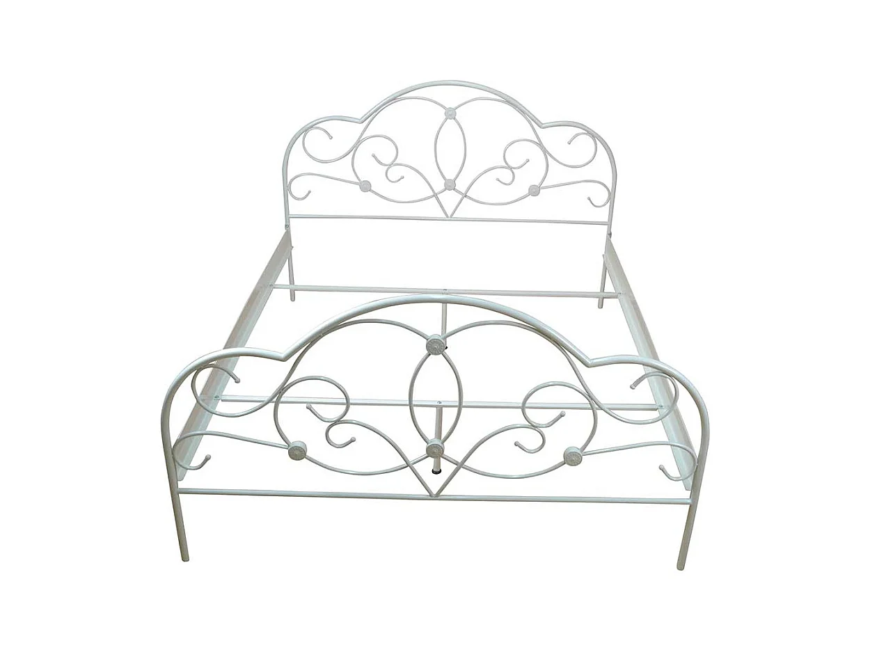 Bett in Creme Weiß Stahl