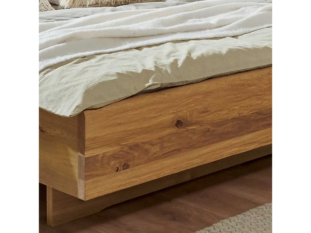 Bett mit Nachtkommoden in Eiche Bianco Dunkelbraun (dreiteilig)