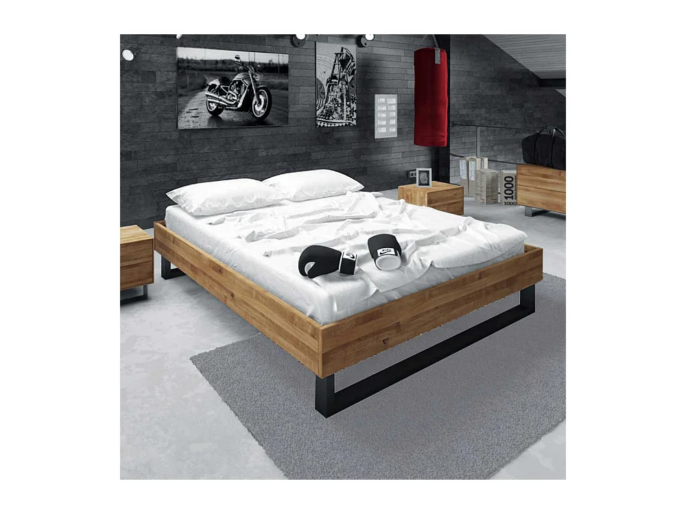 Massivholzbett ohne Kopfteil Wildeiche geölt