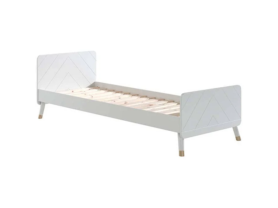 Kinder Jugendbett in Weiß und Goldfarben Nachtkonsole (zweiteilig)