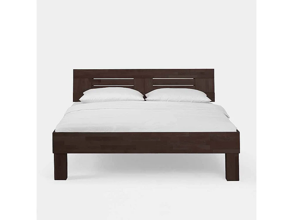 Massivholz Bett in Wengefarben Buche lackiert