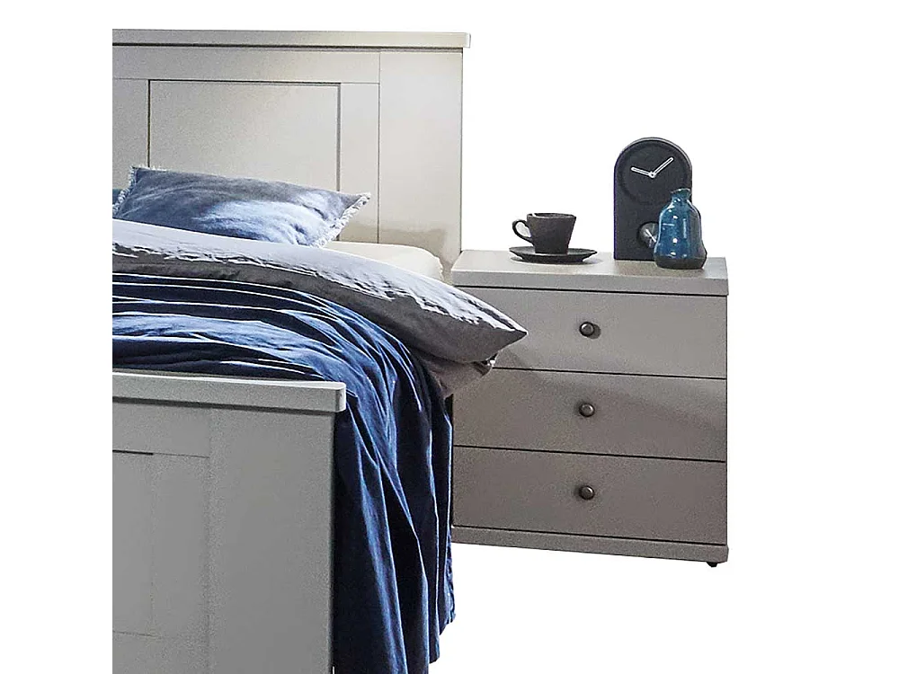 Hellgraues Landhausstil Bett Made in Germany auch in Überlänge bestellbar