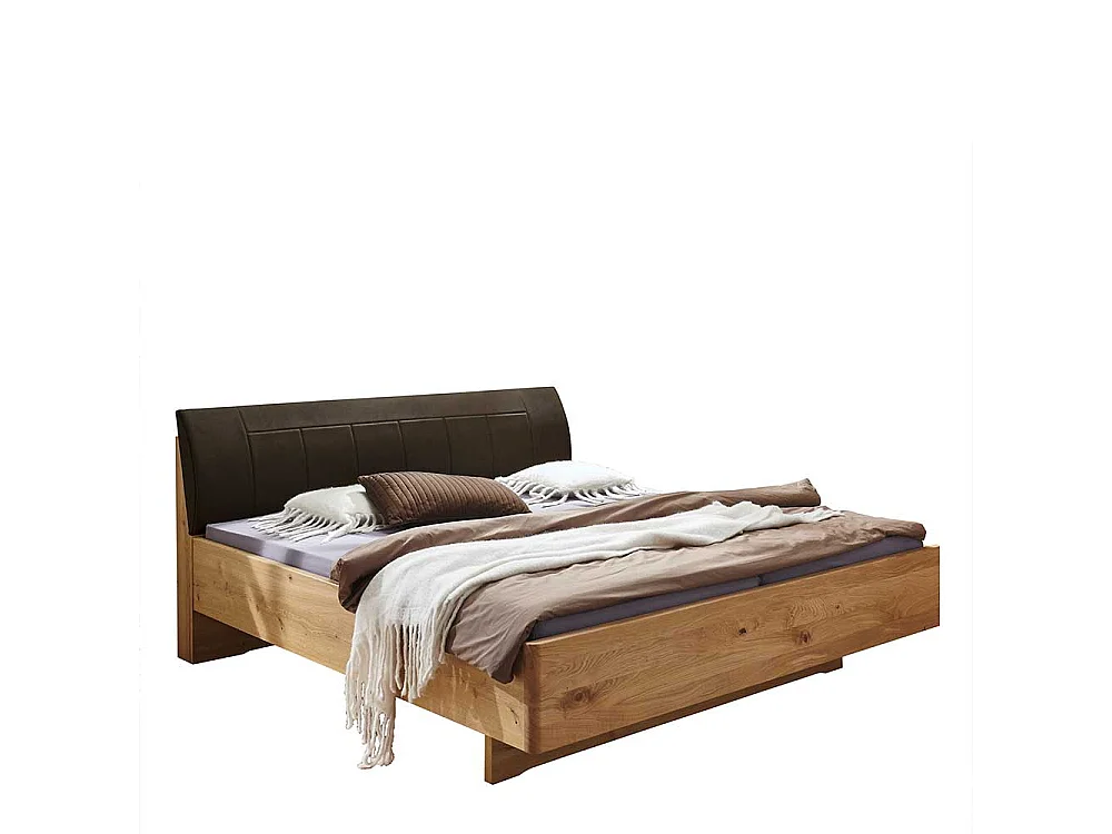 Doppelbett mit Polster in Dunkelbraun Kunstleder 48 cm Einstiegshöhe