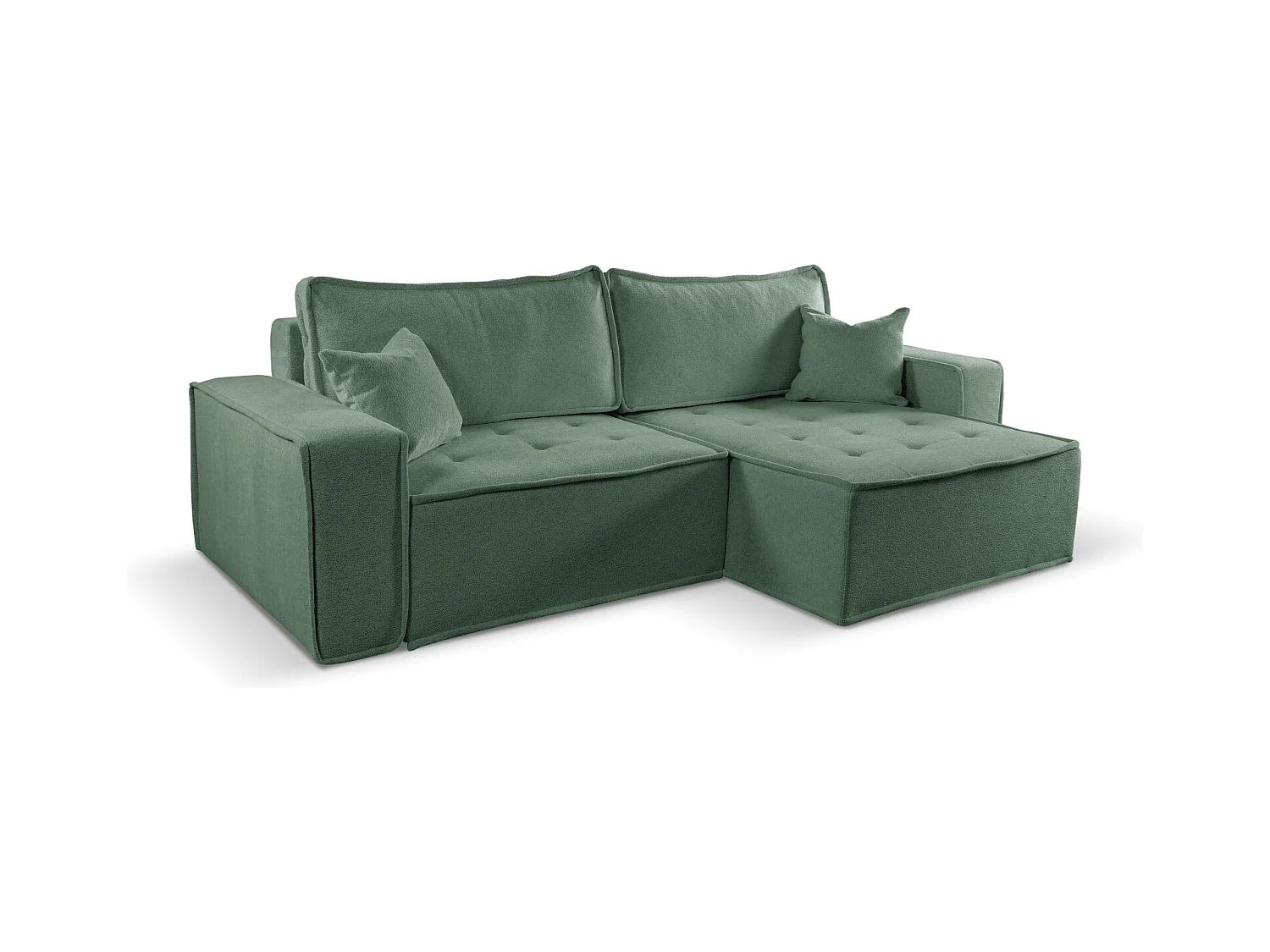 Canapé d'angle Bohoo en L avec convertible, tissu Raven, vert clair, à droite