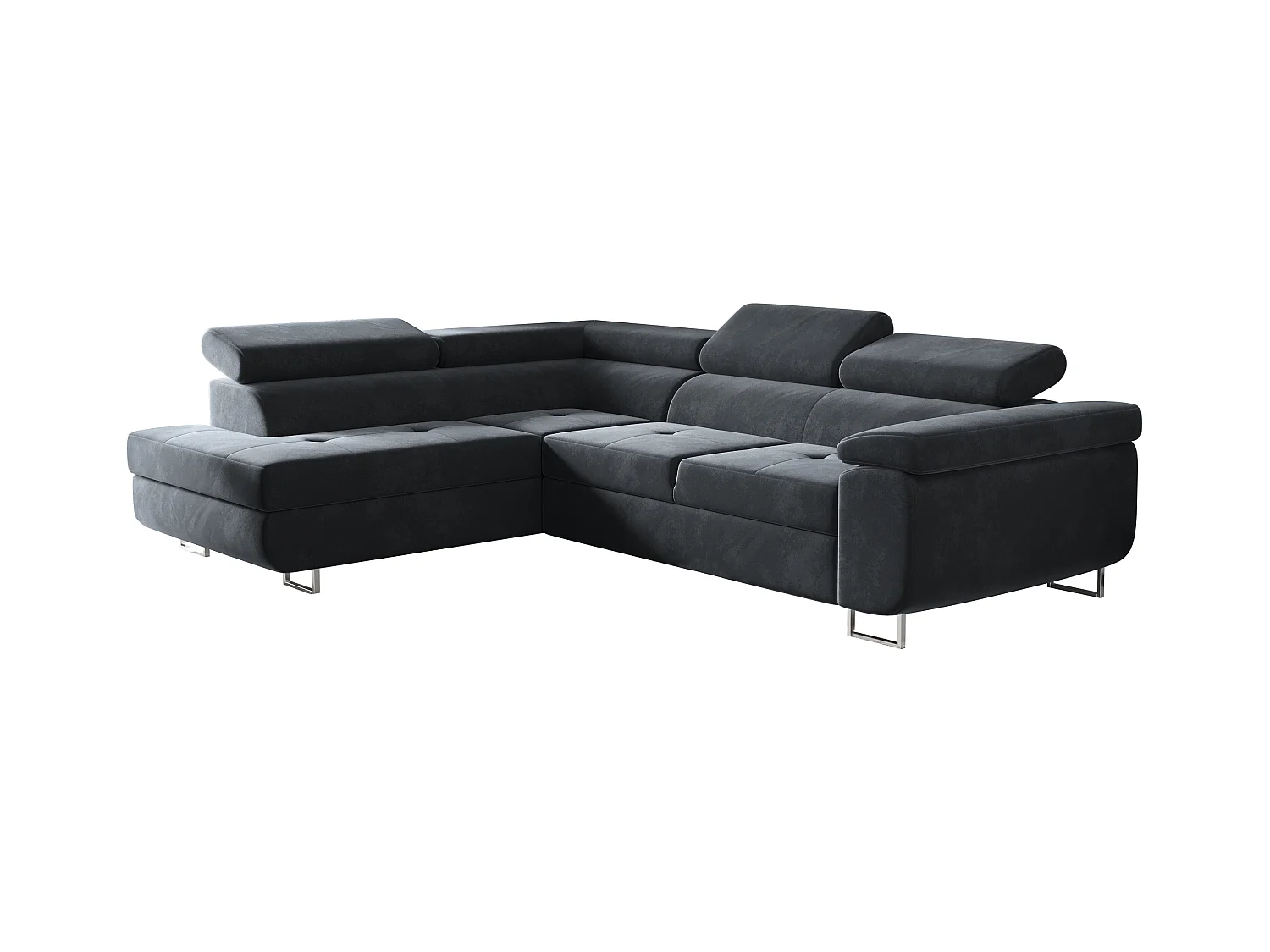 Canapé d'angle ATOM avec fonction couchage, tissu Monolith, anthracite, gauche