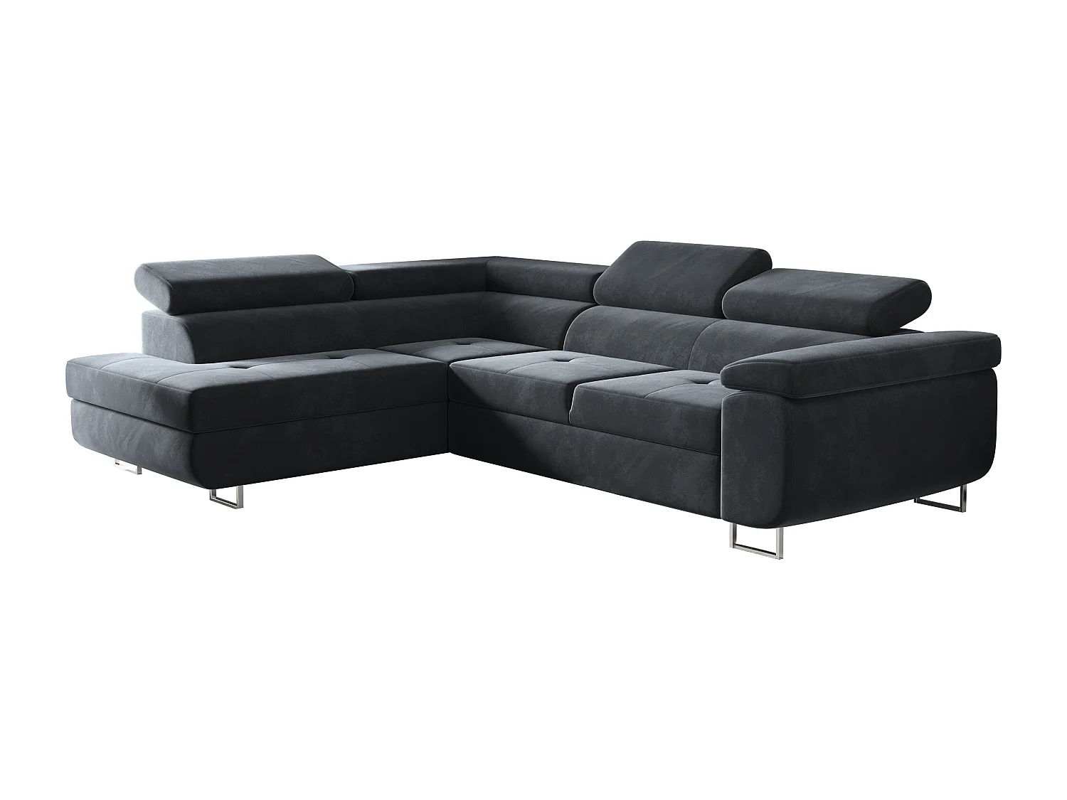 Canapé d'angle ATOM avec fonction couchage, tissu Monolith, anthracite, gauche