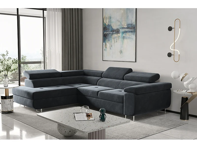 Ecksofa ATOM Mit Schlaffunktion, Stoff Monolith, Anthrazit, Links