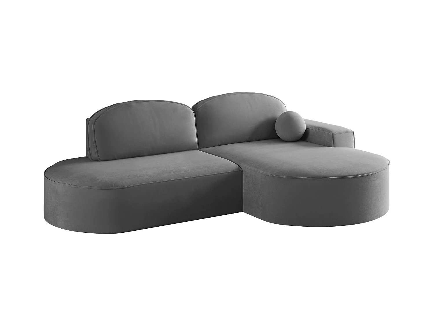 Canapé d'angle avec fonction couchage et coffre de lit Modena Rond tissu Salvador Anthracite Droite
