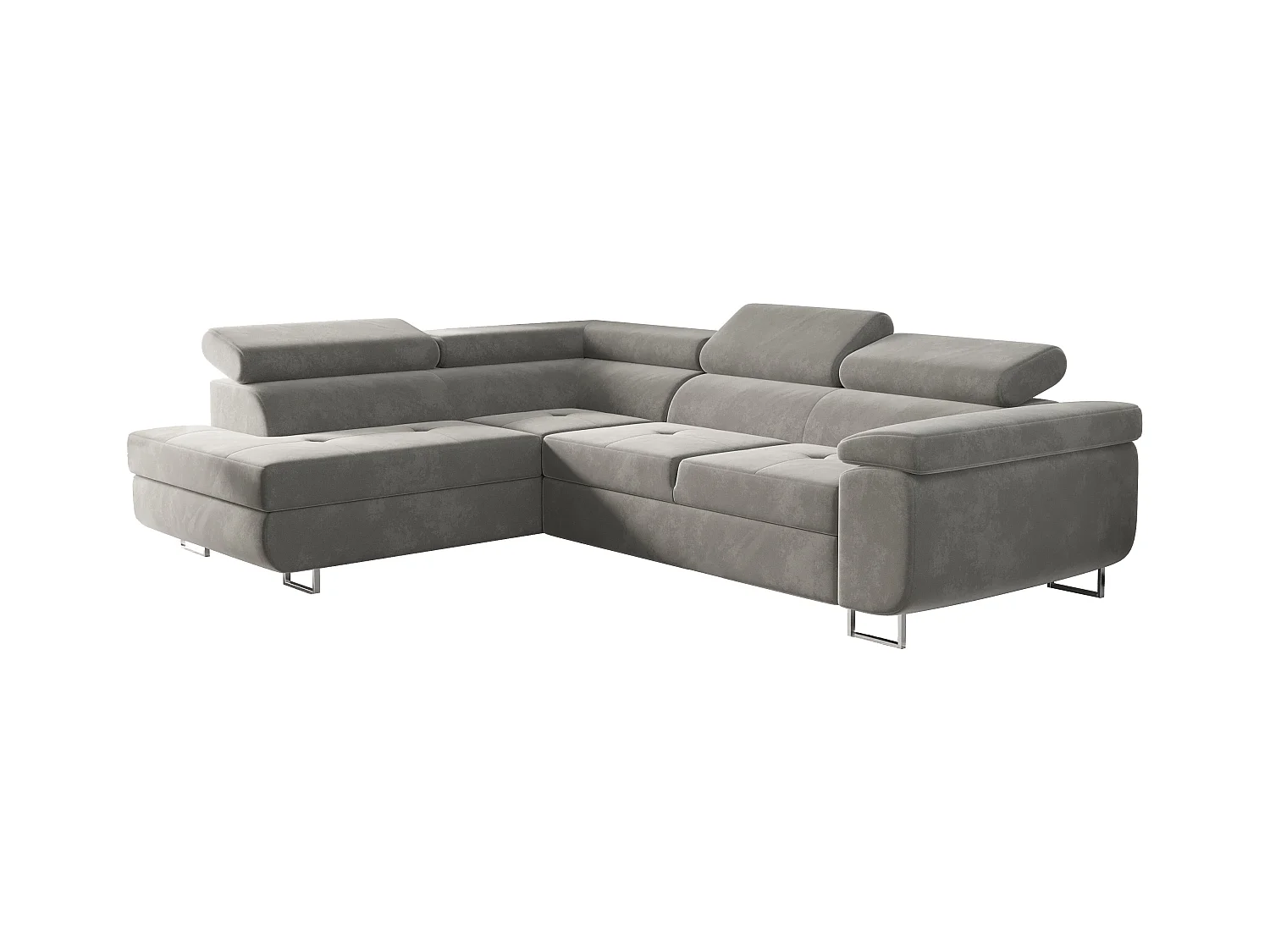 Canapé d'angle ATOM avec fonction couchage, tissu Monolith, gris clair, gauche