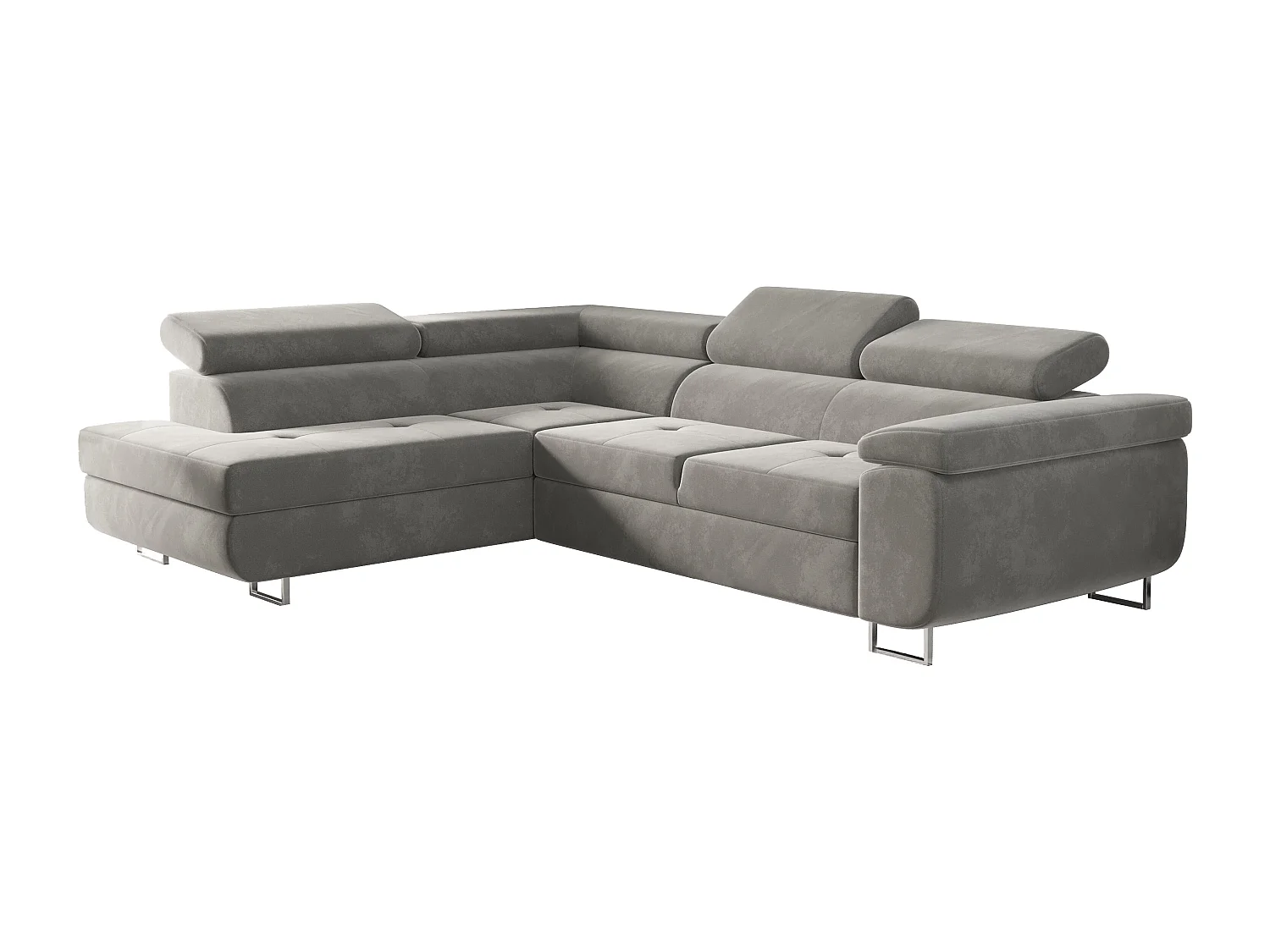 Canapé d'angle ATOM avec fonction couchage, tissu Monolith, gris clair, gauche
