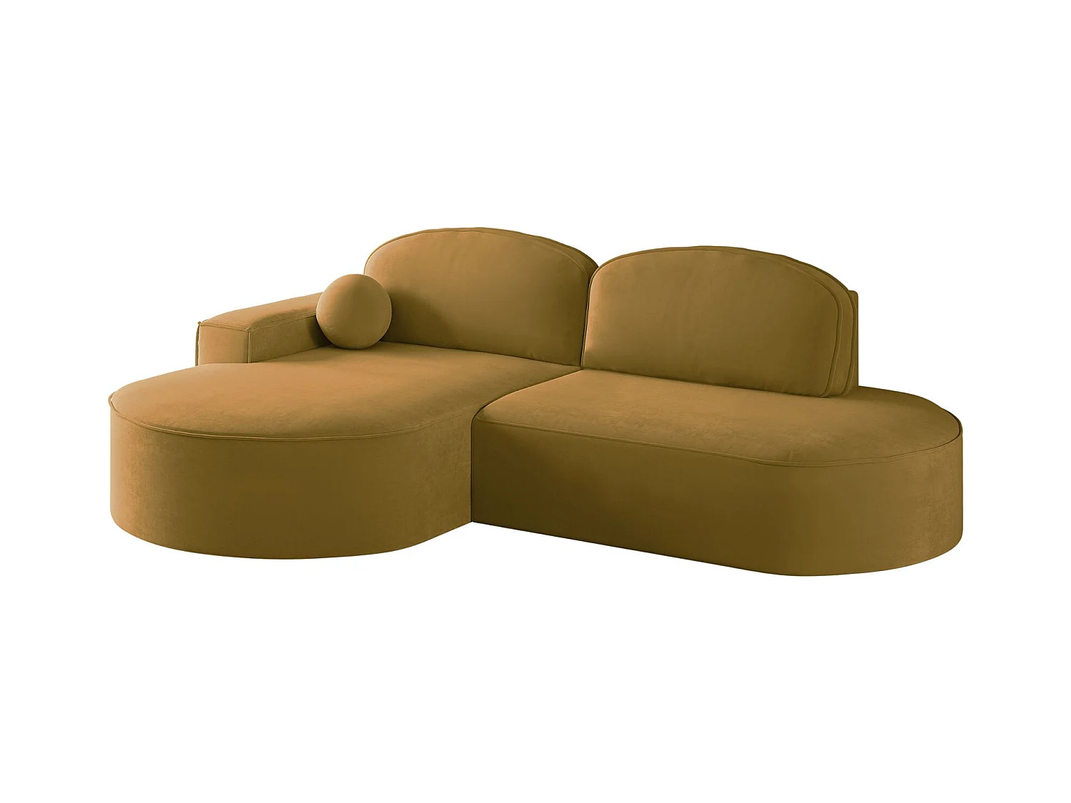 Canapé d'angle avec fonction couchage et coffre de lit Modena Round tissu Salvador Jaune Gauche