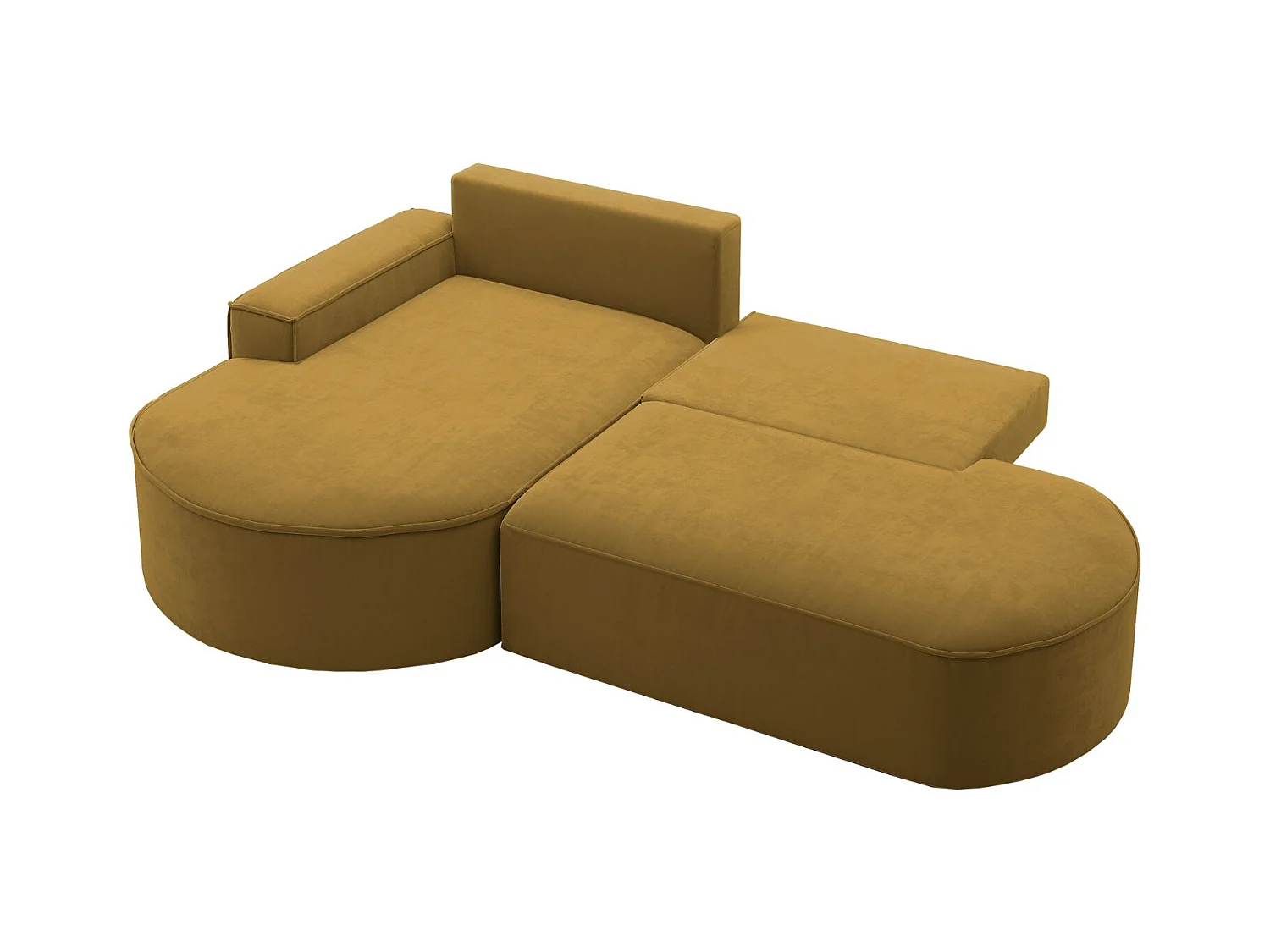 Canapé d'angle avec fonction couchage et coffre de lit Modena Round tissu Salvador Jaune Gauche