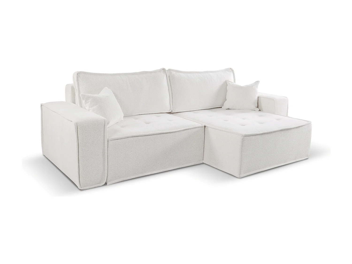 Canapé d'angle Bohoo en L avec convertible, tissu Raven, écru, droit