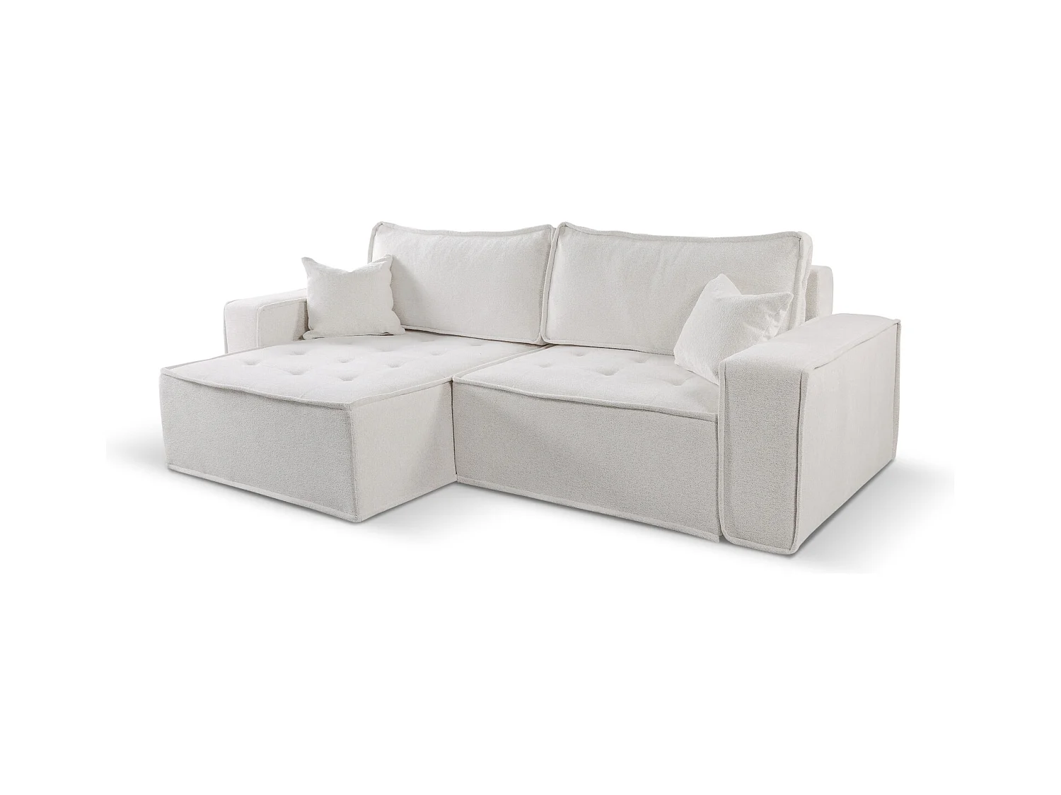 Canapé d'angle Bohoo en L avec convertible, tissu Raven, beige clair, gauche