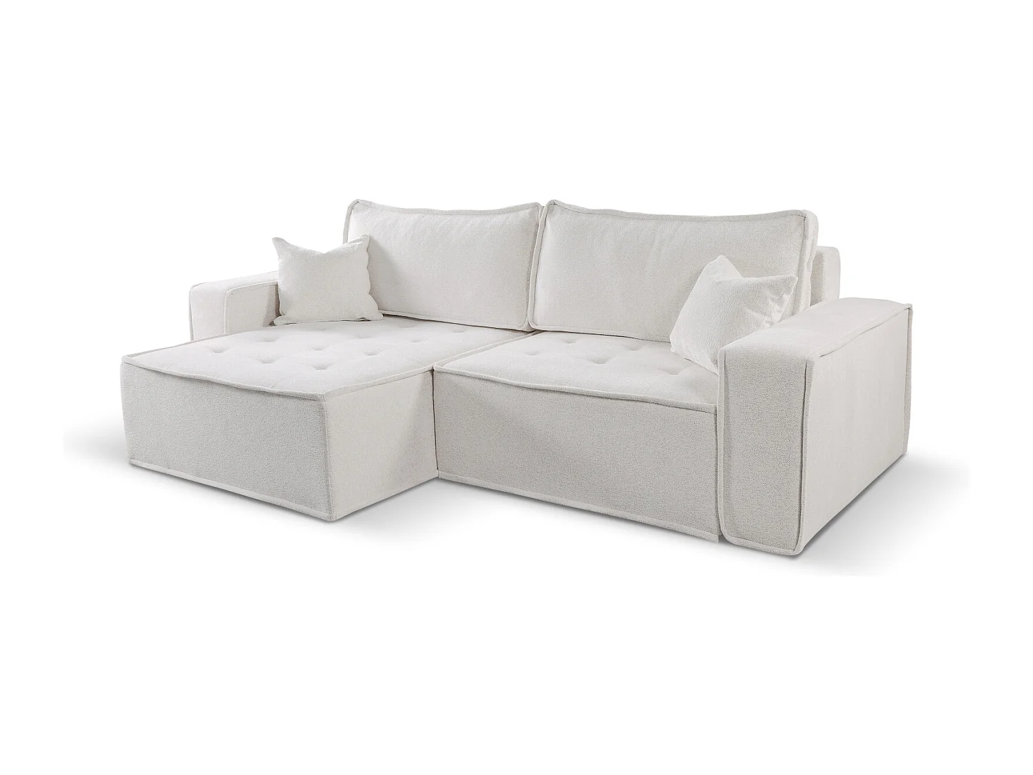 Canapé d'angle Bohoo en L avec convertible, tissu Raven, beige clair, gauche